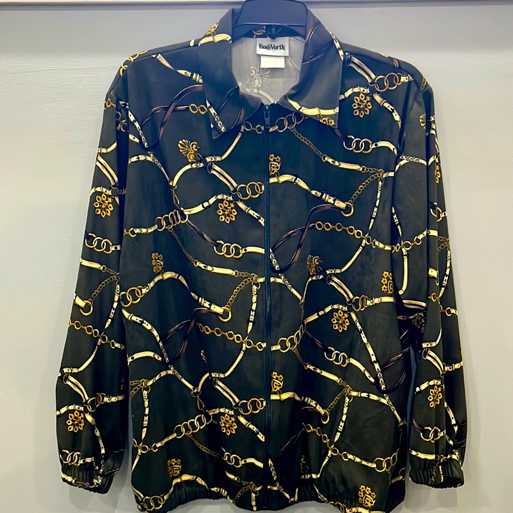 BonWorth Ladies xsmall/petite,full zip Equestrian themed jacket.Olive green